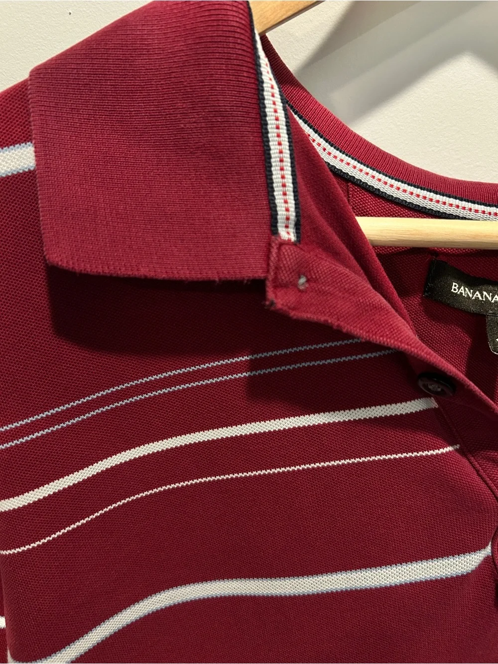 Banana Republic Men’s Tall XXL Burgundy Striped Polo Shirt Elephant Logo